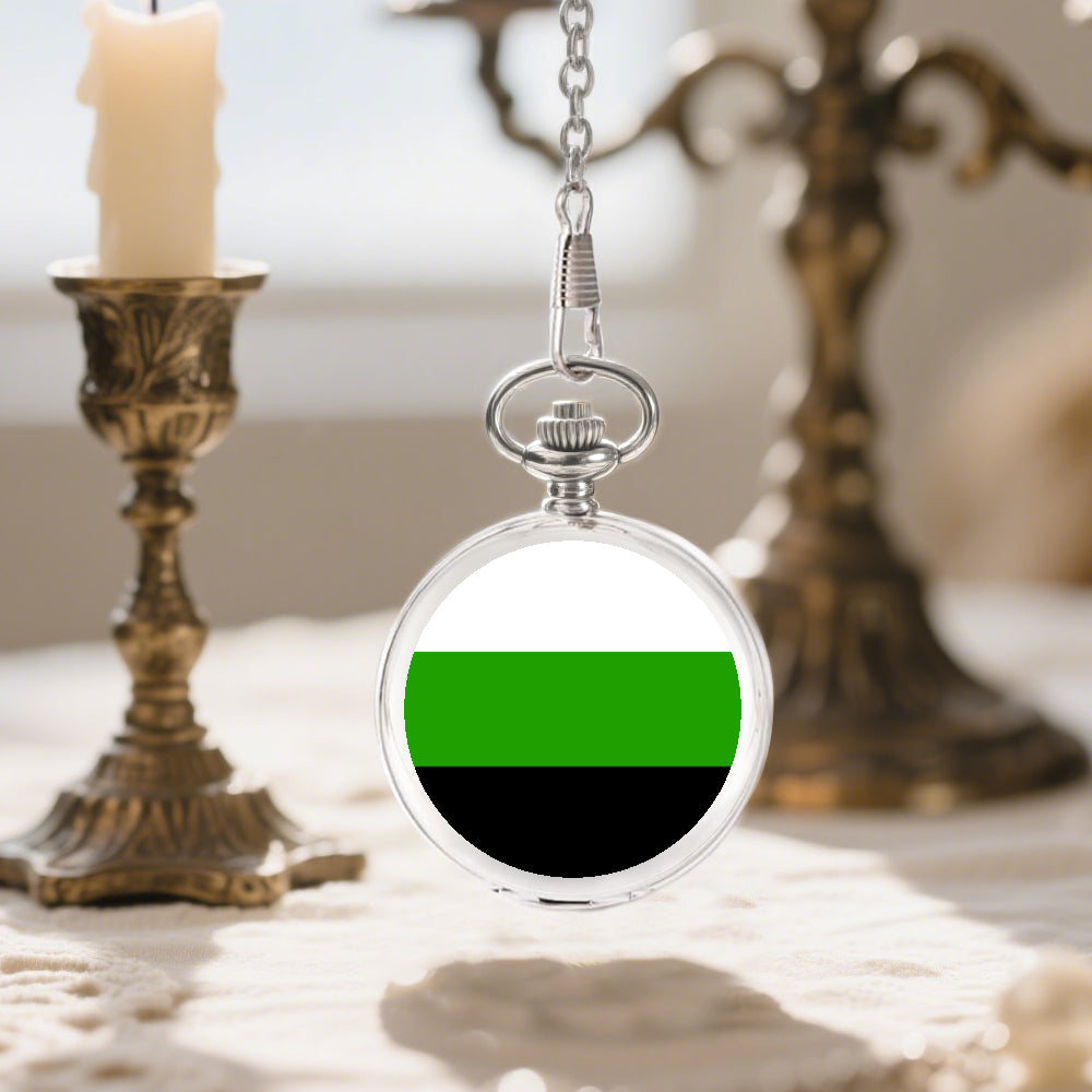 Neutrois Pride Flag Round Pocket Watch