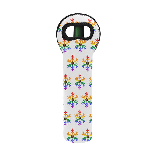 QPOC Pride Flag Snowflake Neoprene Wine Bag