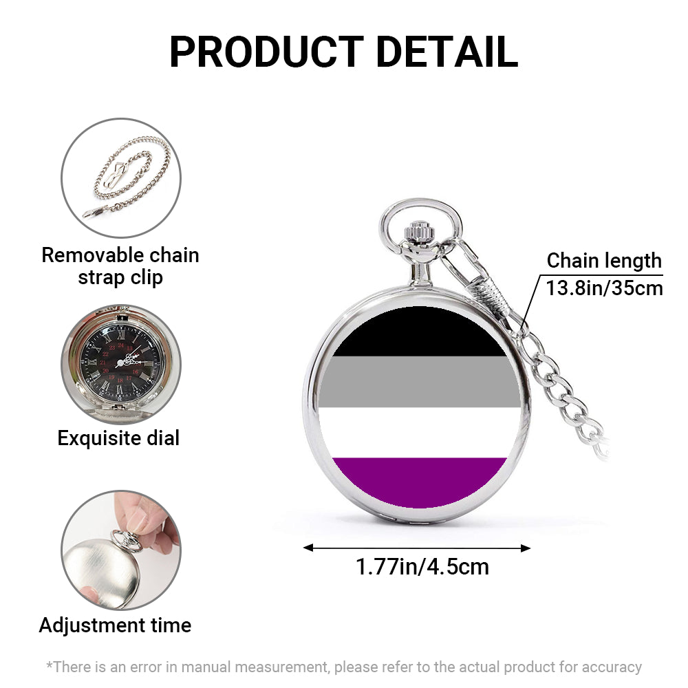 Asexual Pride Flag Round Pocket Watch