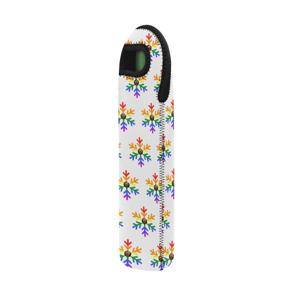 QPOC Pride Flag Snowflake Neoprene Wine Bag