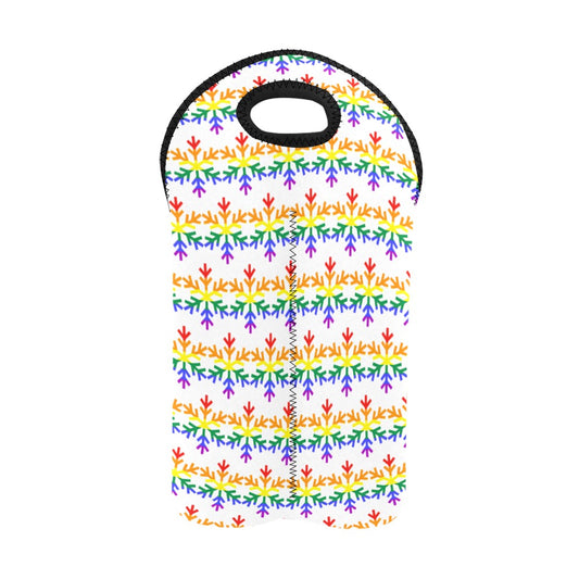 Rainbow Pride Flag Snowflake 2-Bottle Neoprene Wine Bag