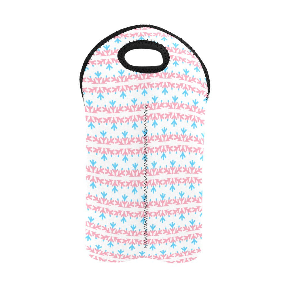 Transgender Pride Flag Snowflake 2-Bottle Neoprene Wine Bag 2-Bottle Neoprene Wine Bag