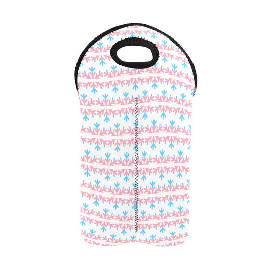 Transgender Pride Flag Snowflake 2-Bottle Neoprene Wine Bag 2-Bottle Neoprene Wine Bag