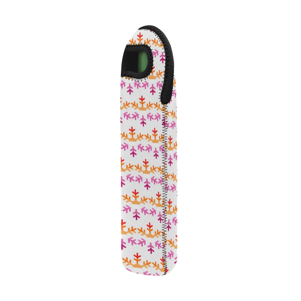 Lesbian Pride Flag Snowflake Neoprene Wine Bag