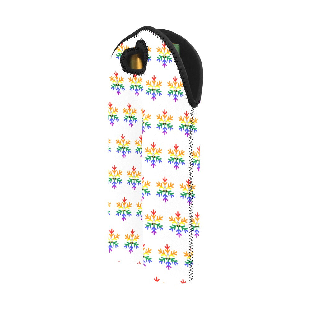 Two-Spirit Pride Flag Snowflake 2-Bottle Neoprene Wine Bag