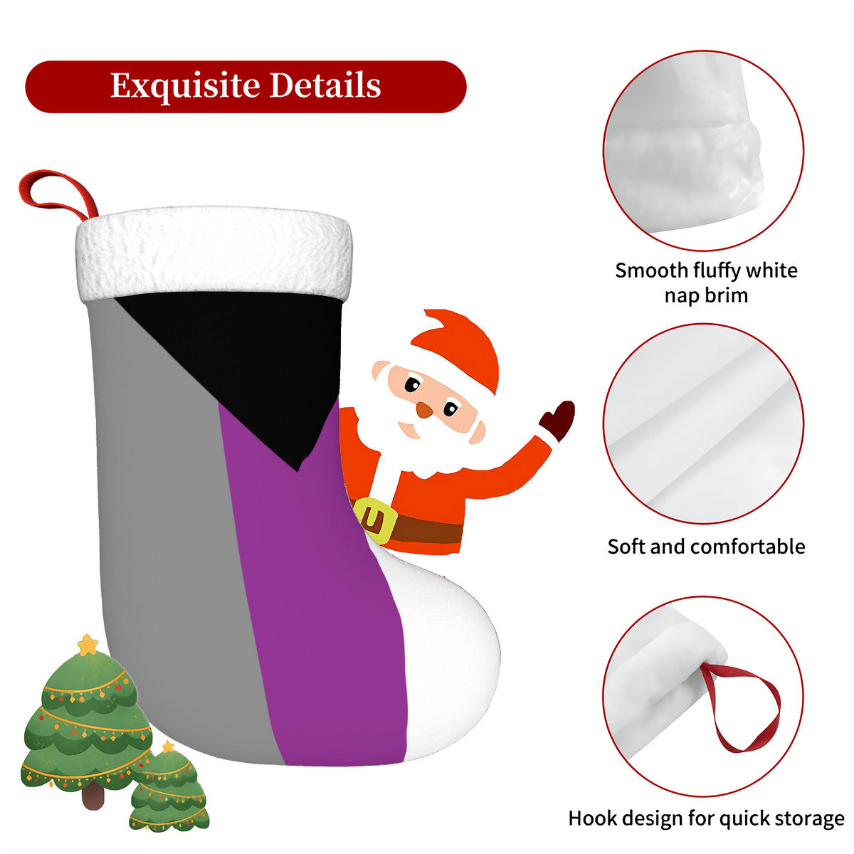Demisexual Pride Flag Holiday Stocking 11" x 17.7"