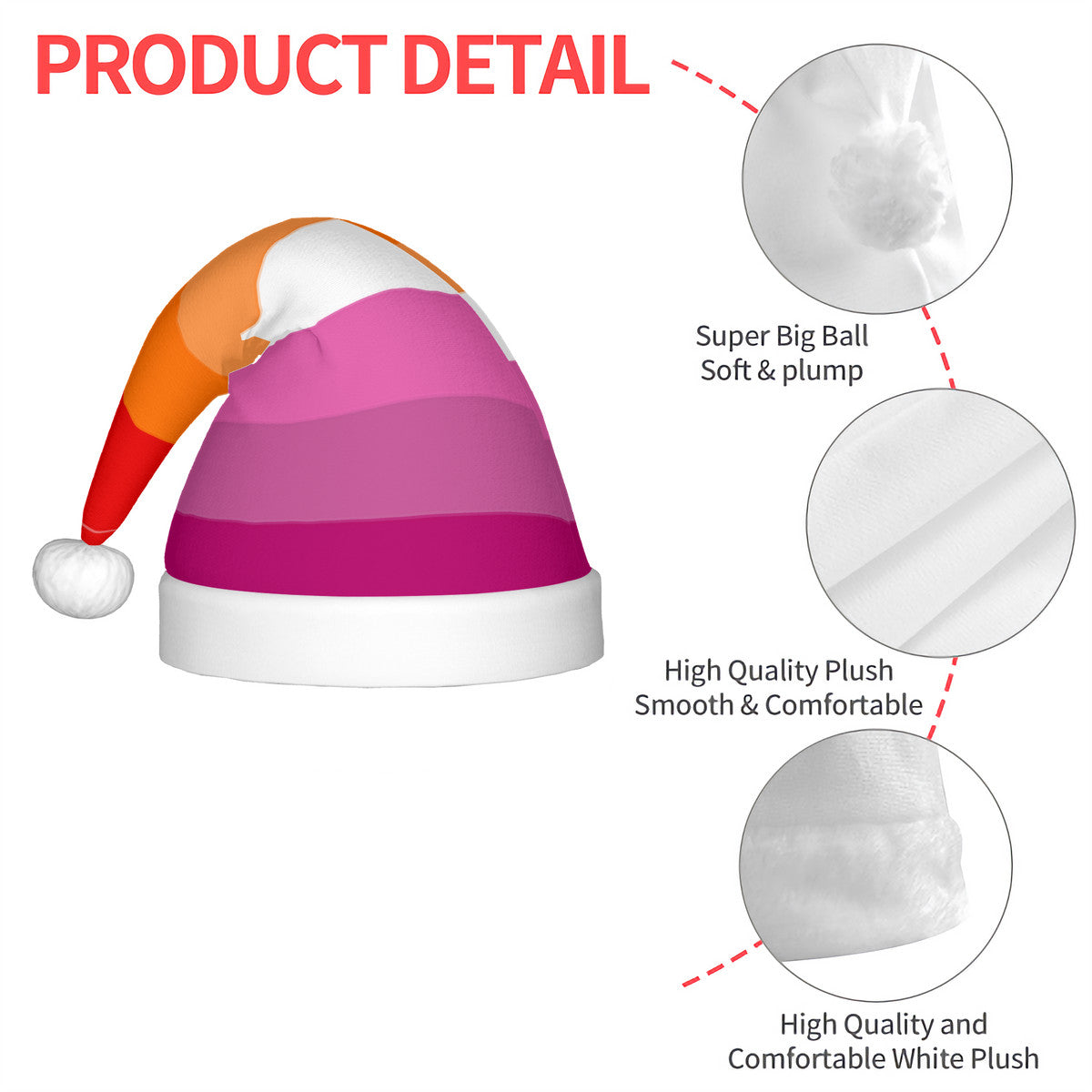 Lesbian Pride Flag Adult Glowing Plush Holiday Hat