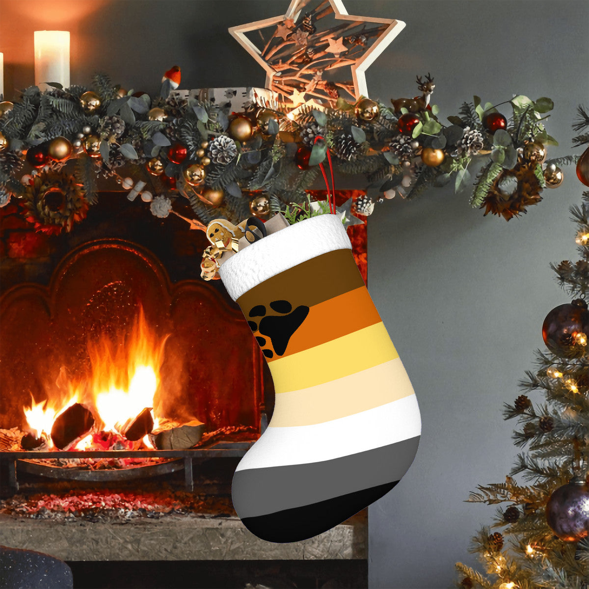 Bear Pride Flag Holiday Stocking 11" x 17.7"
