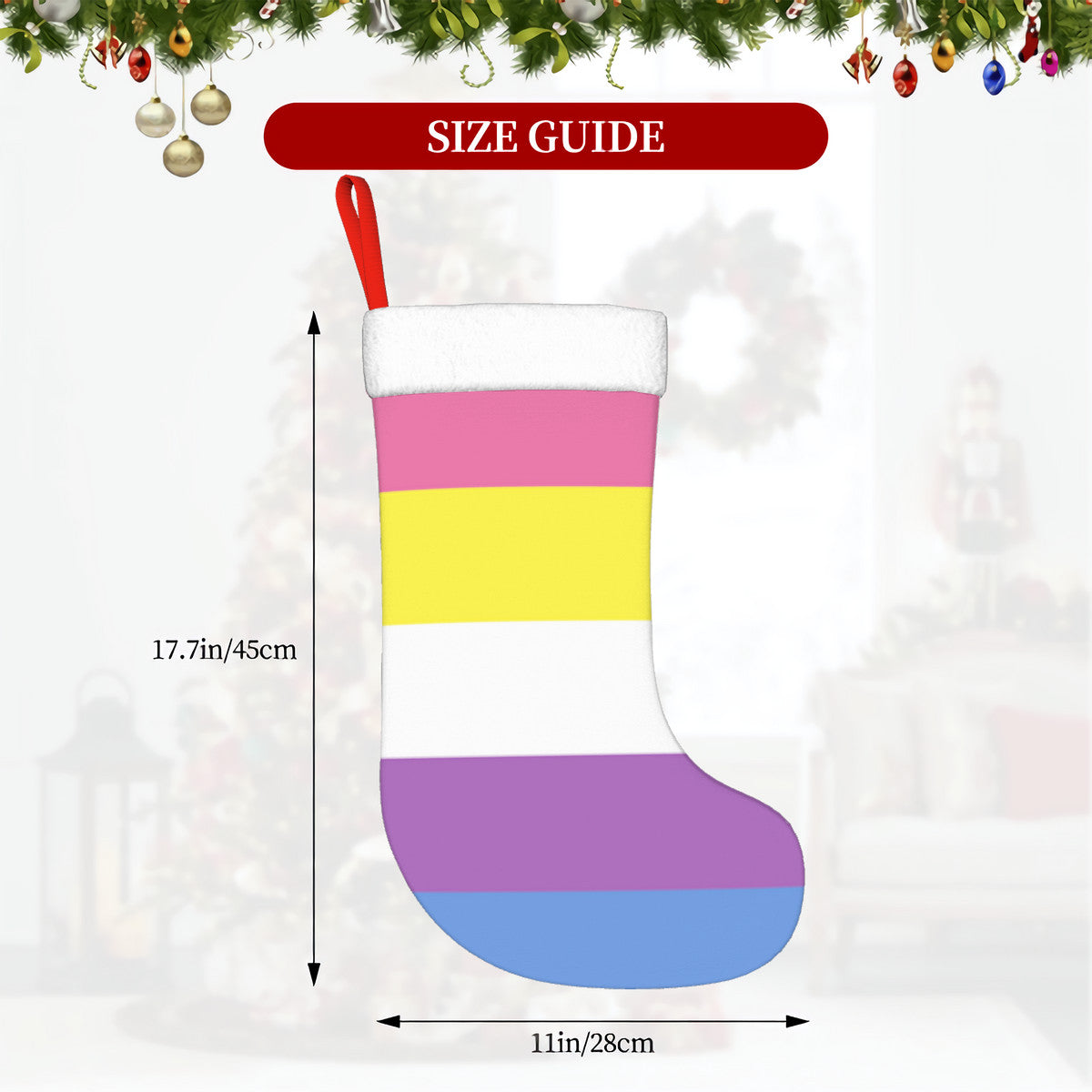 Bigender Pride Flag Holiday Stocking 11" x 17.7"