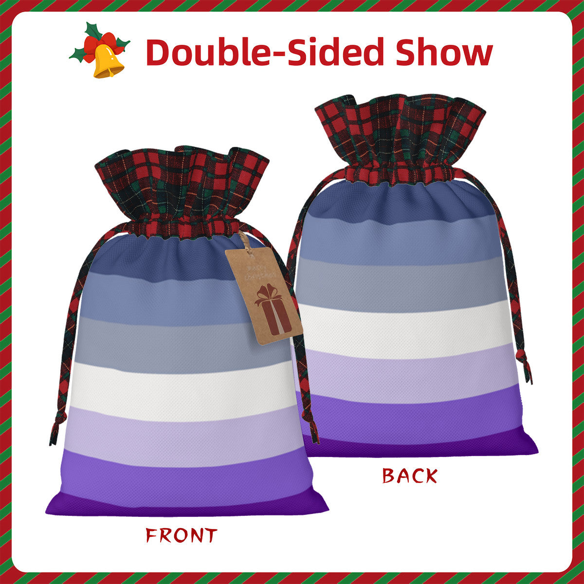 Butch Pride Flag (dorian-rutherford) Plaid Linen Drawstring Gift Bag - Multiple Sizes