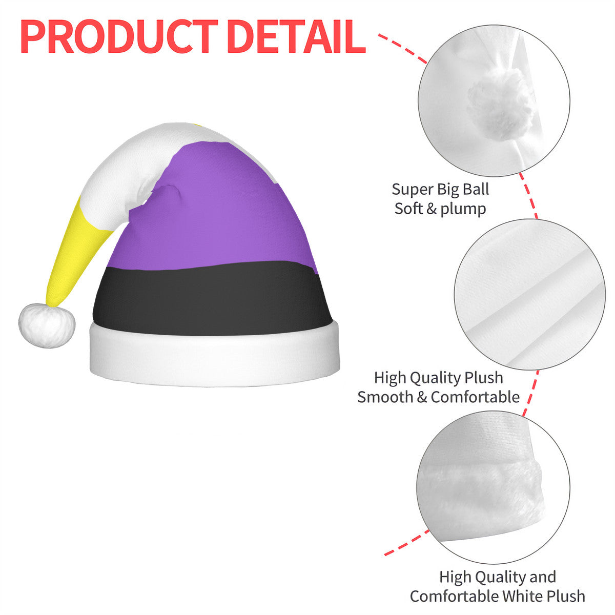 Non-Binary Pride Flag Adult Plush Holiday Hat