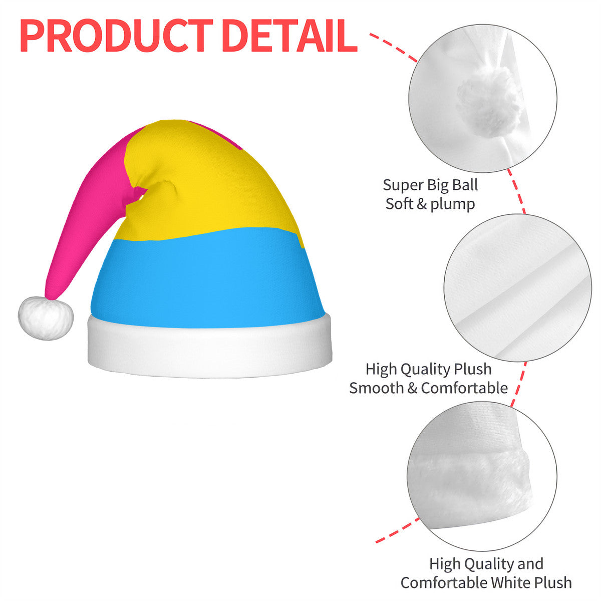 Pansexual Pride Flag Adult Glowing Plush Holiday Hat
