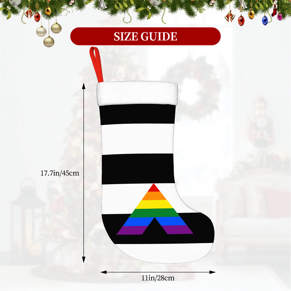 Straight Ally Pride Flag Holiday Stocking 11" x 17.7"