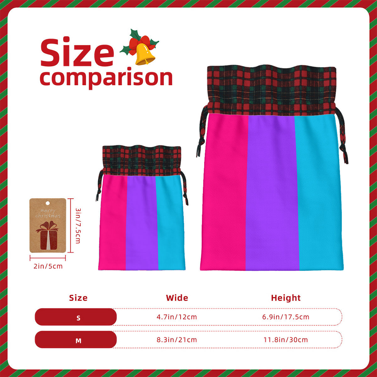 Androgyne Pride Flag Plaid Linen Drawstring Gift Bag - Multiple Sizes