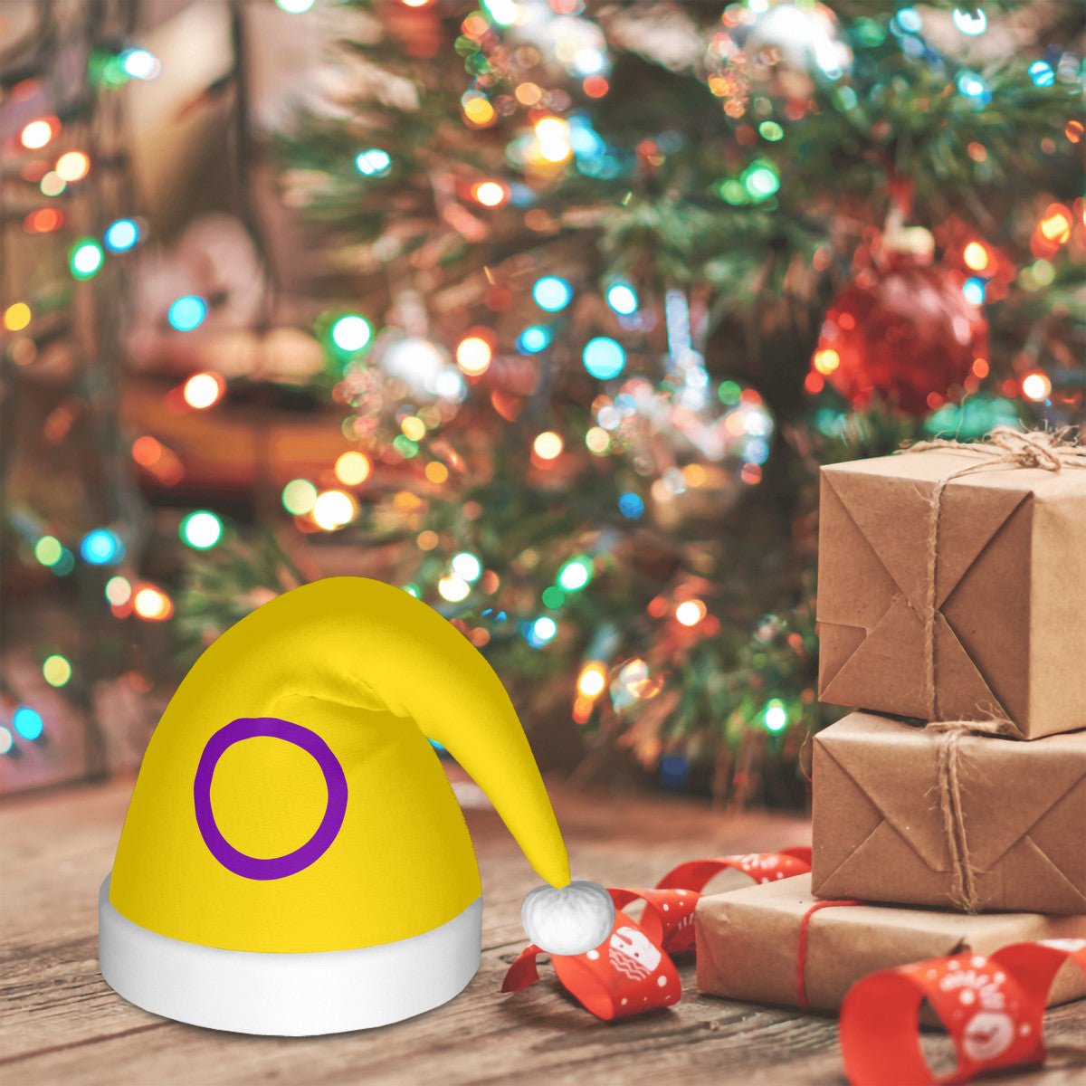 Intersex Pride Flag Adult Glowing Plush Holiday Hat