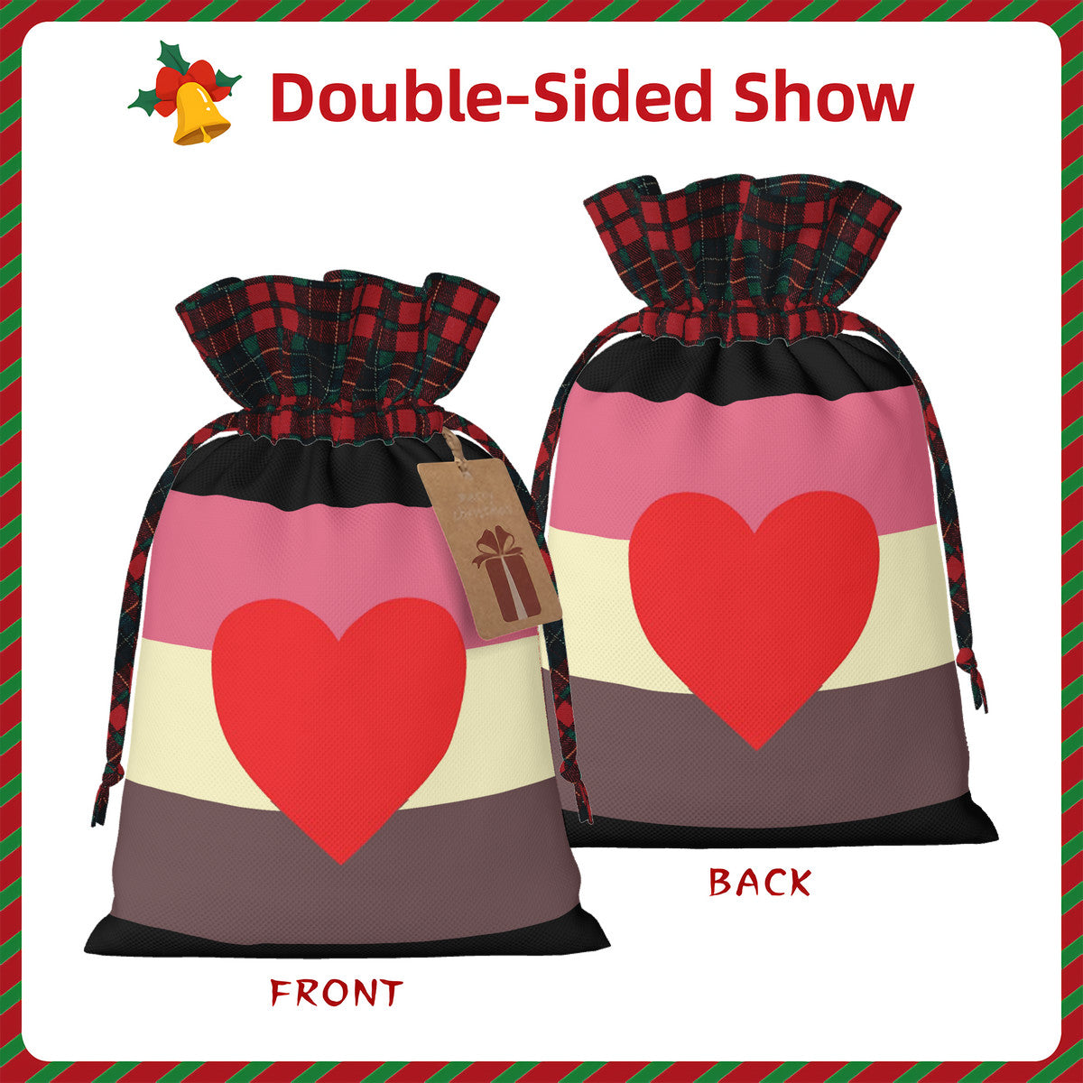 Fat Fetish Pride Flag Plaid Linen Drawstring Gift Bag - Multiple Sizes