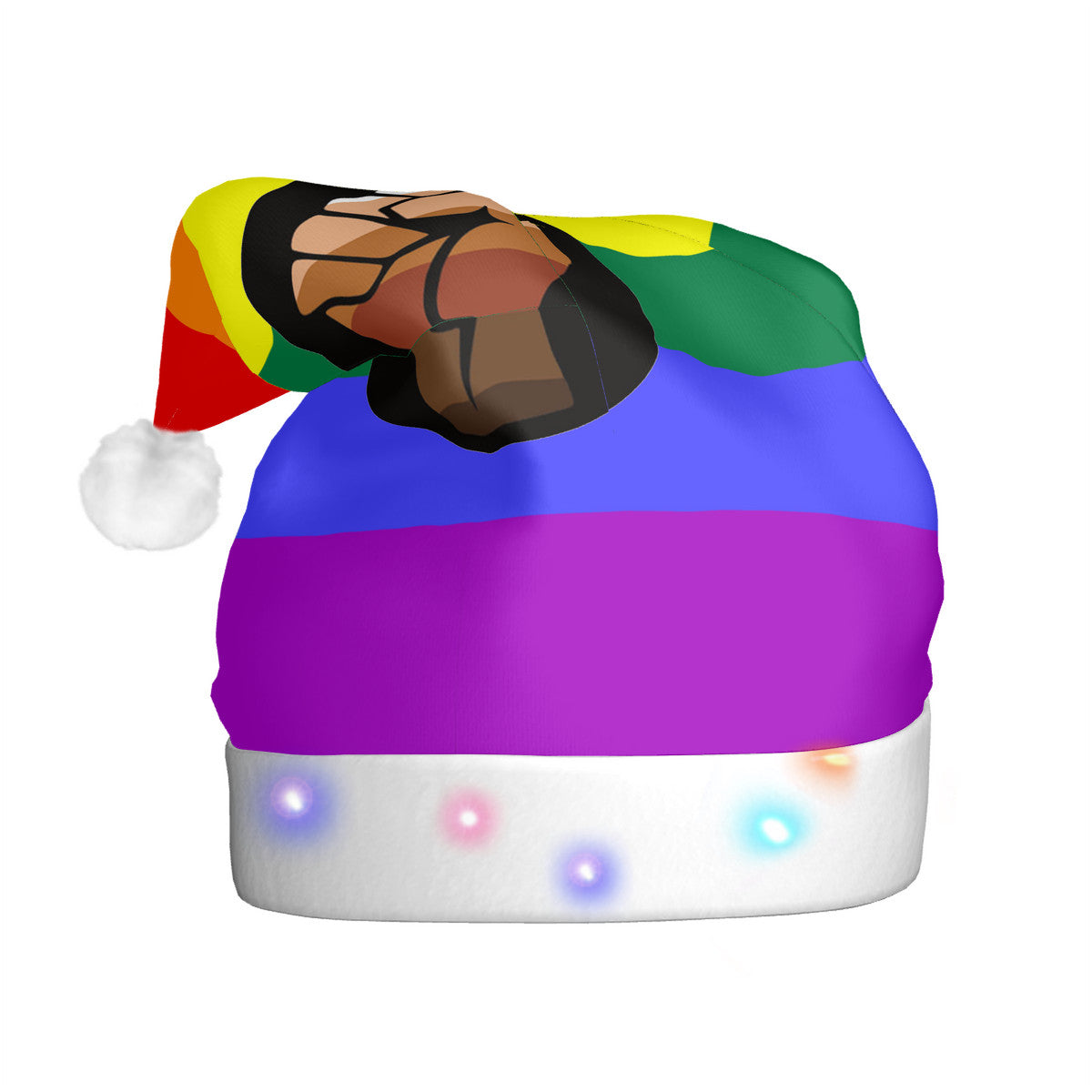 QPOC Pride Flag Adult Glowing Plush Holiday Hat