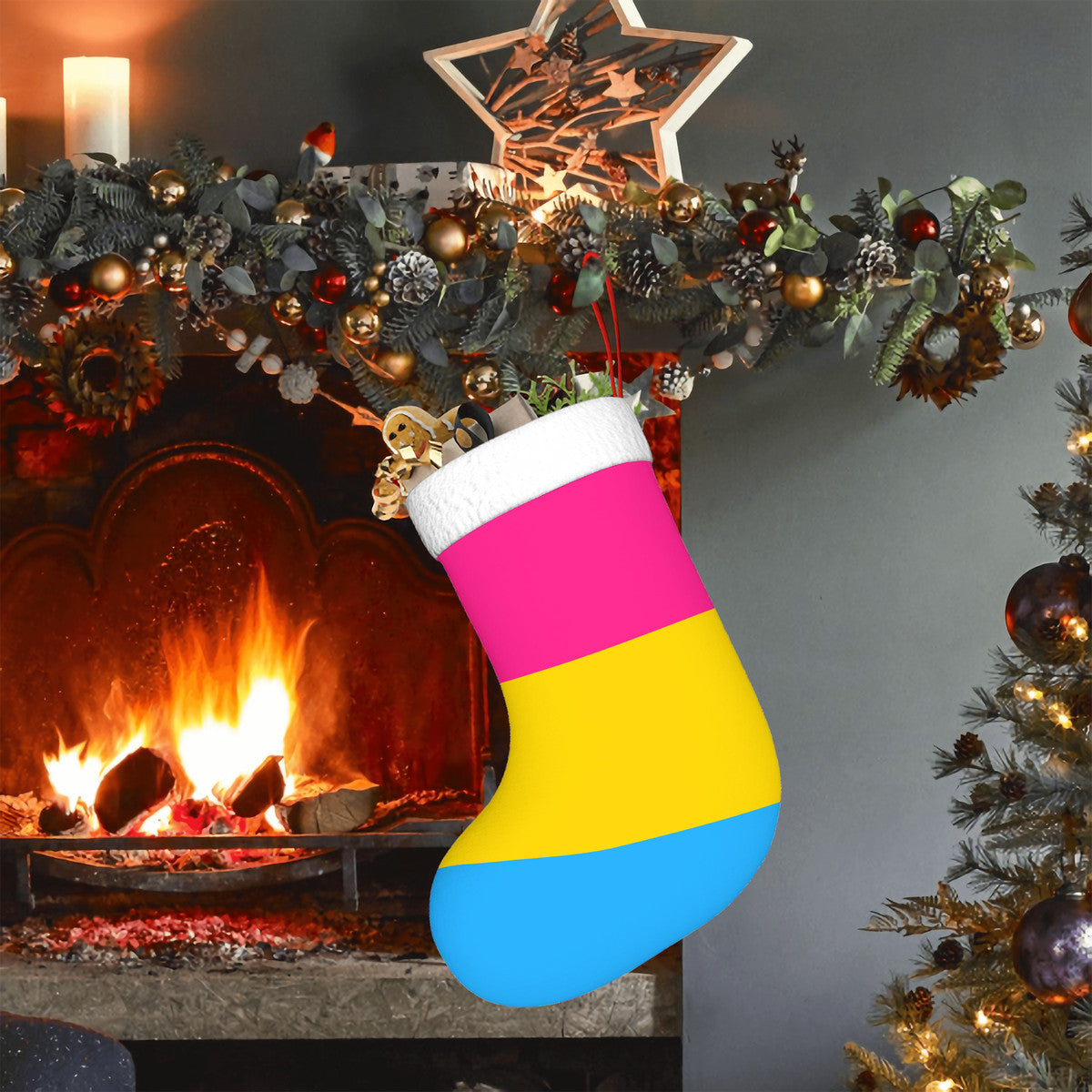 Pansexual Pride Flag Holiday Stocking 11" x 17.7"