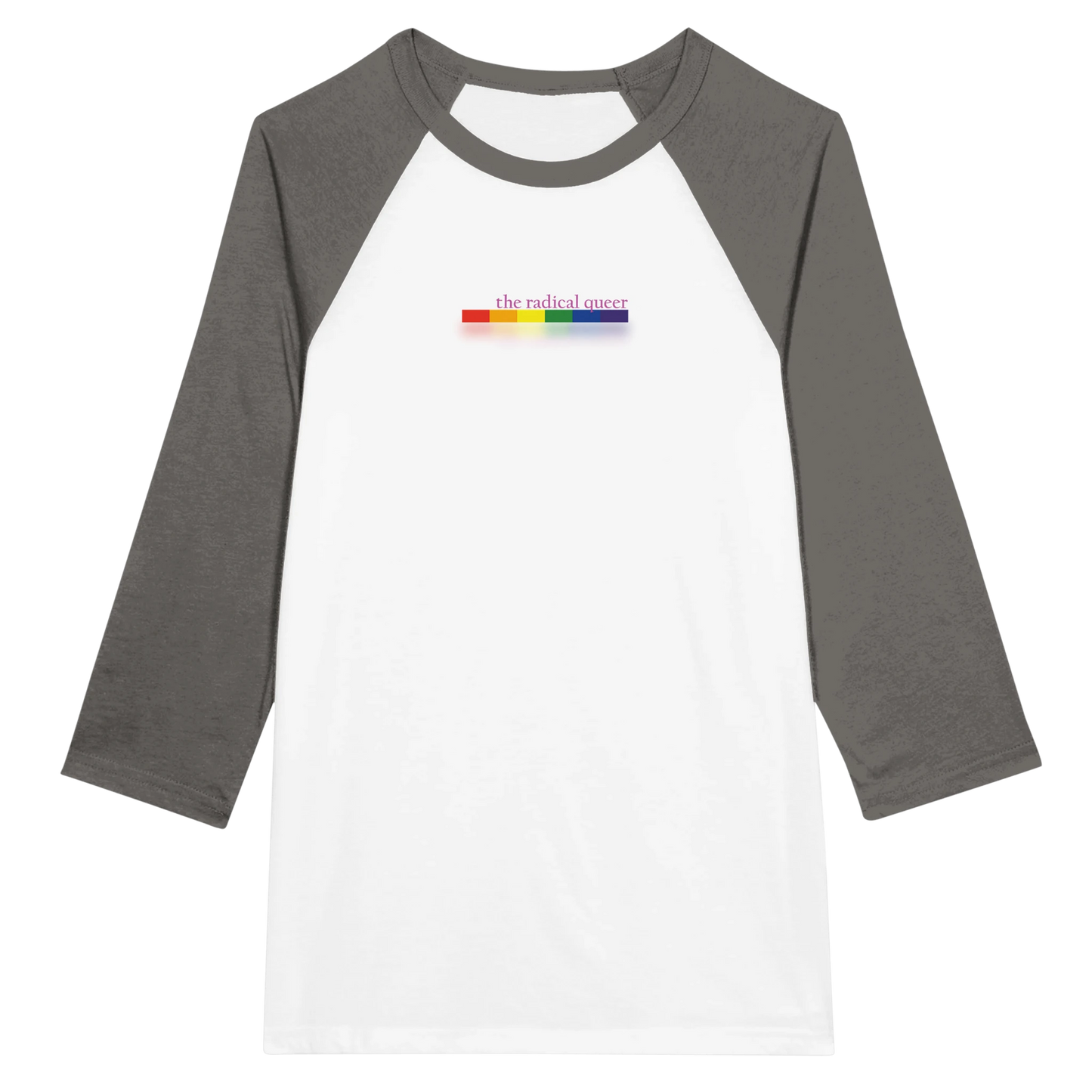 the radical queer 3/4 Sleeve Tee Shirt White and Asphalt