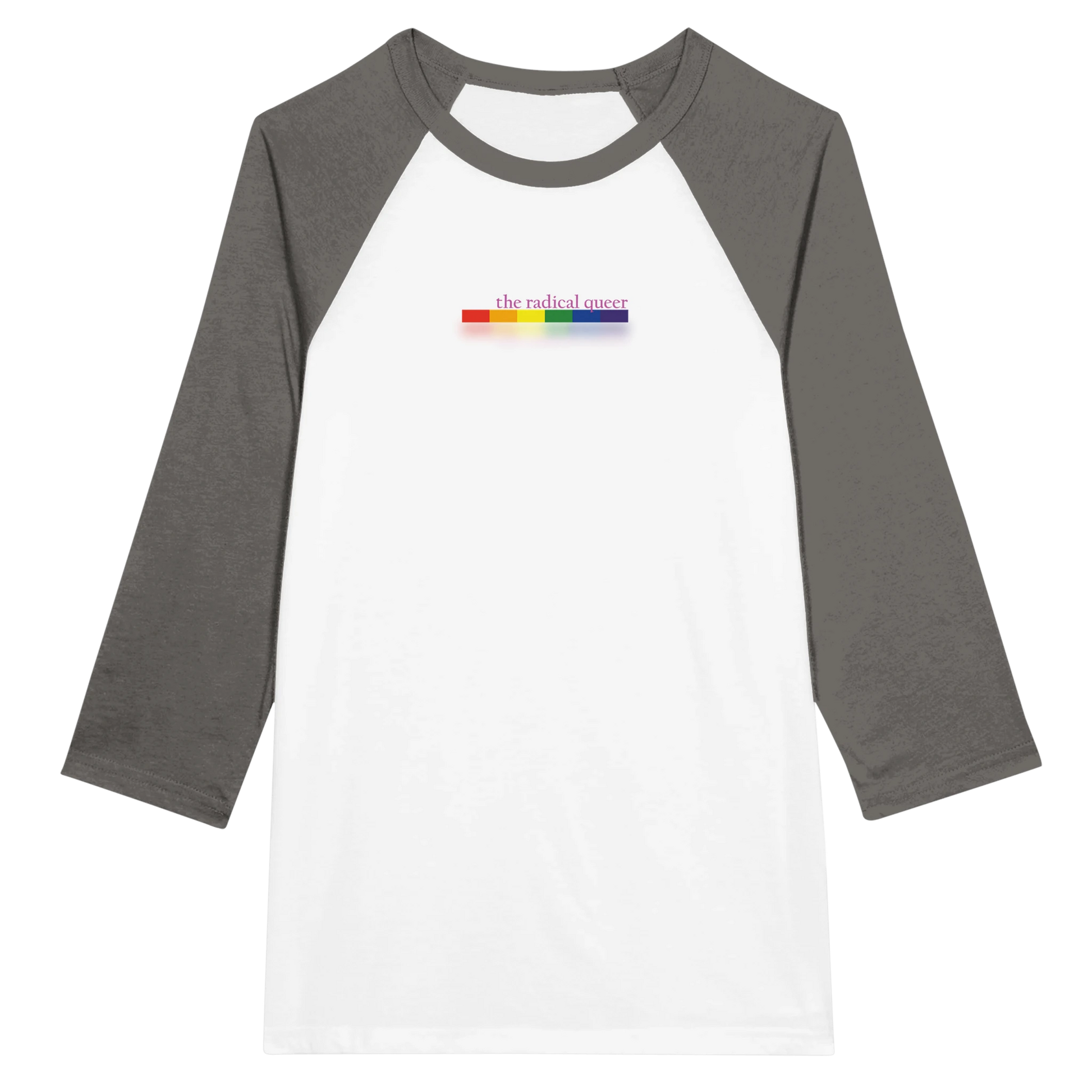 the radical queer 3/4 Sleeve Tee Shirt White and Asphalt