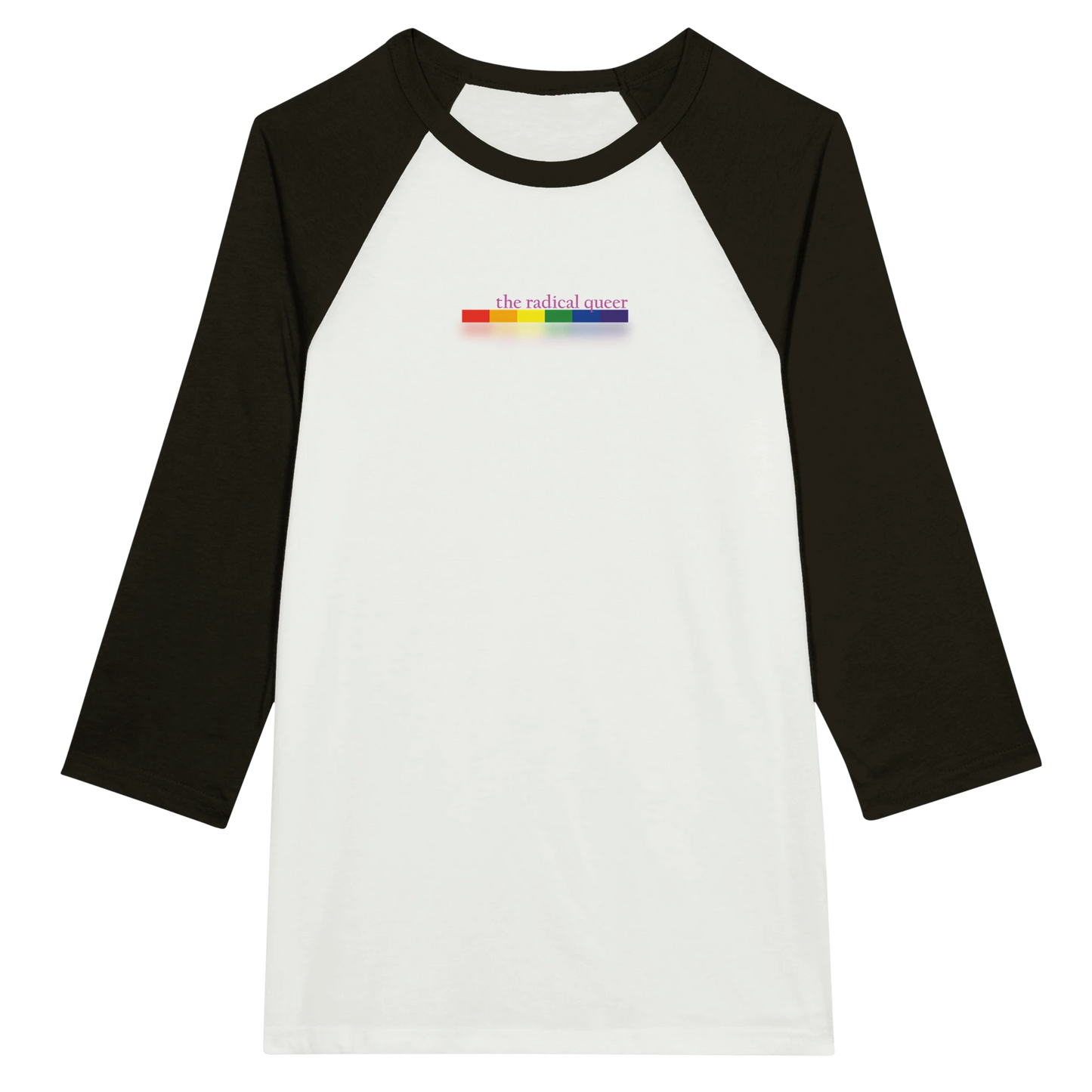 the radical queer 3/4 Sleeve Tee Shirt White and Black