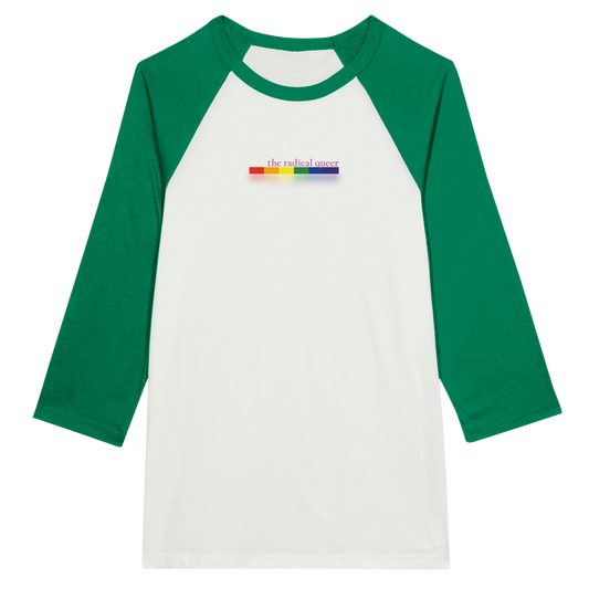 the radical queer 3/4 Sleeve Tee Shirt white and kelly green