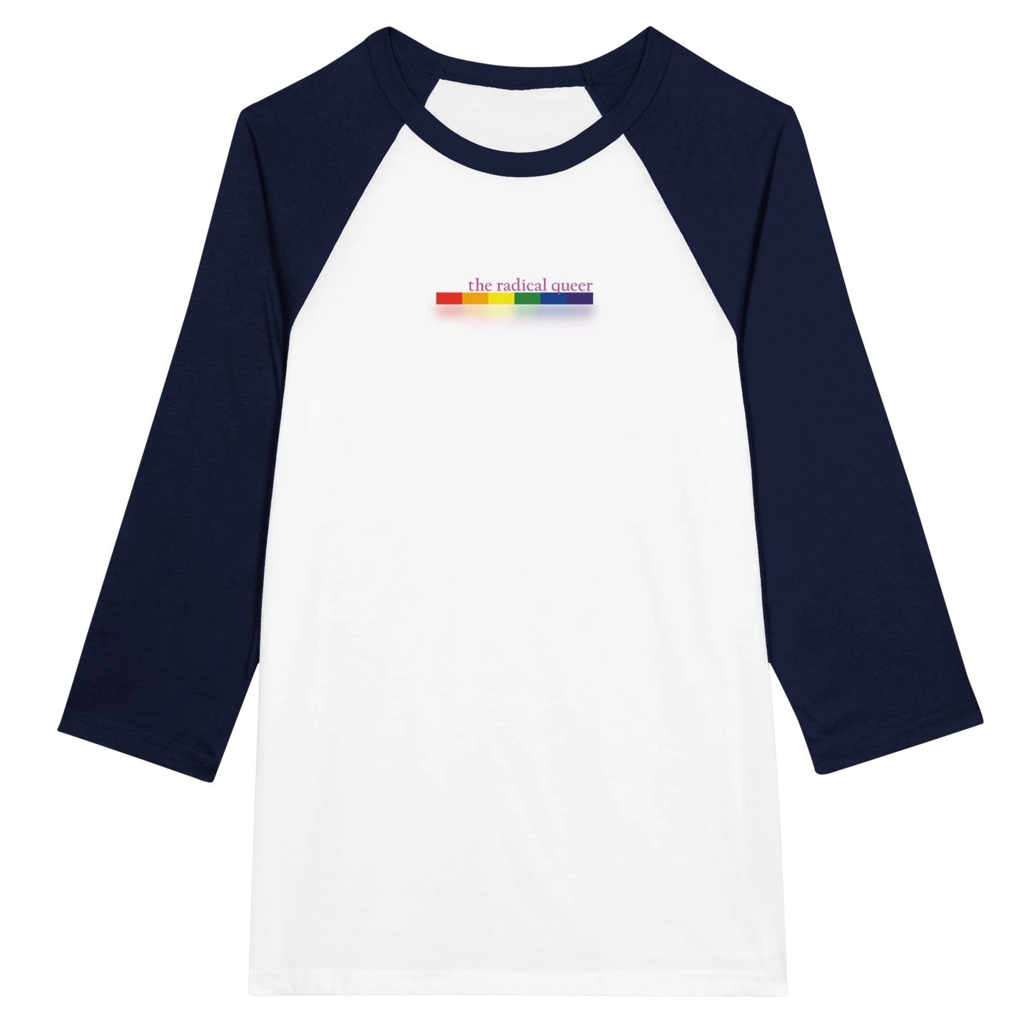 the radical queer 3/4 Sleeve Tee Shirt White and Navy