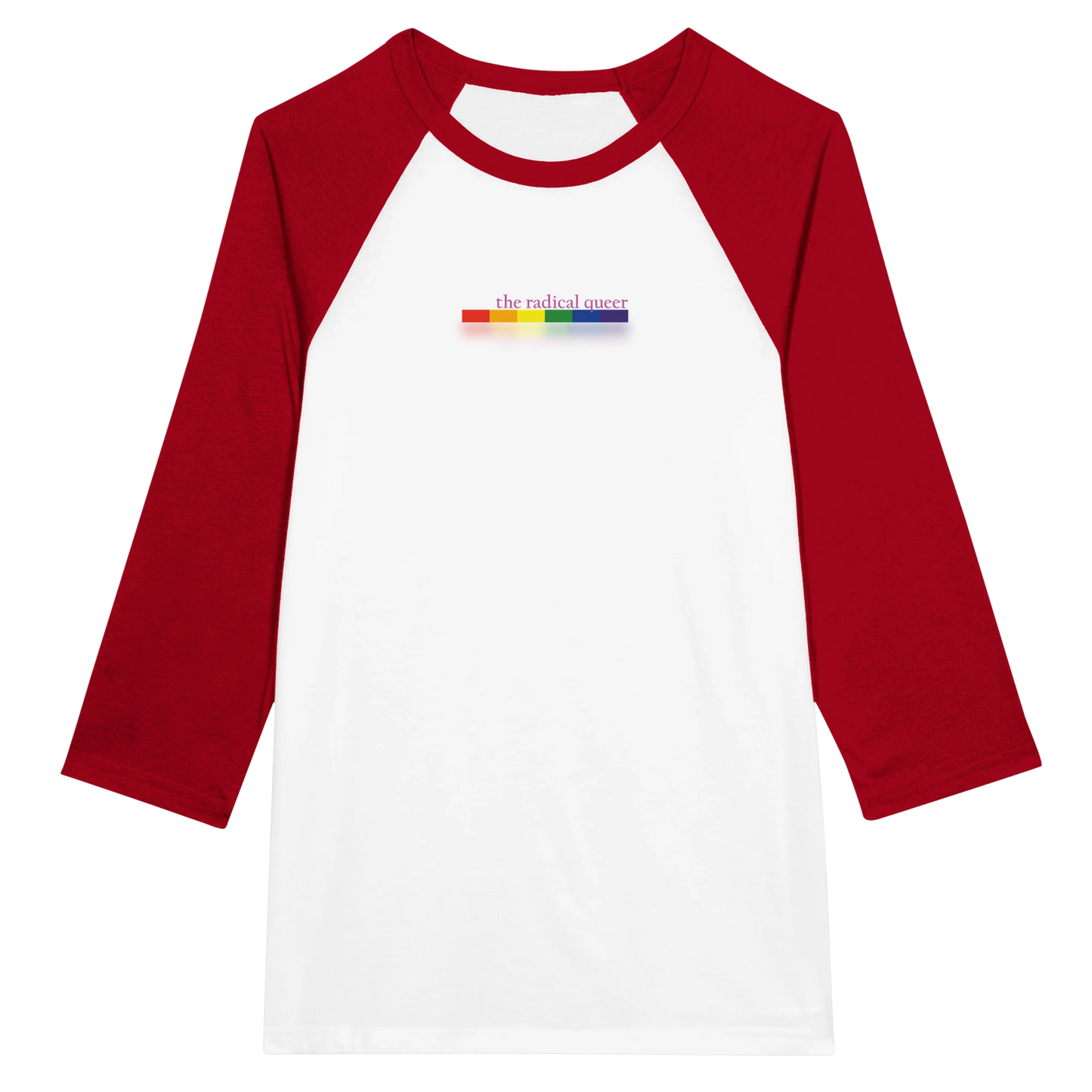 the radical queer 3/4 Sleeve Tee Shirt White and Red