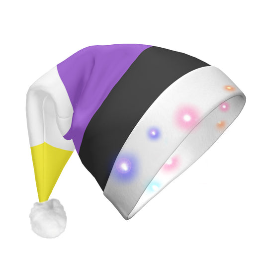 Non-Binary Pride Flag Adult Glowing Plush Holiday Hat