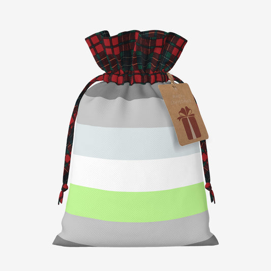 Demiagender Pride Flag Plaid Linen Drawstring Gift Bag - Multiple Sizes