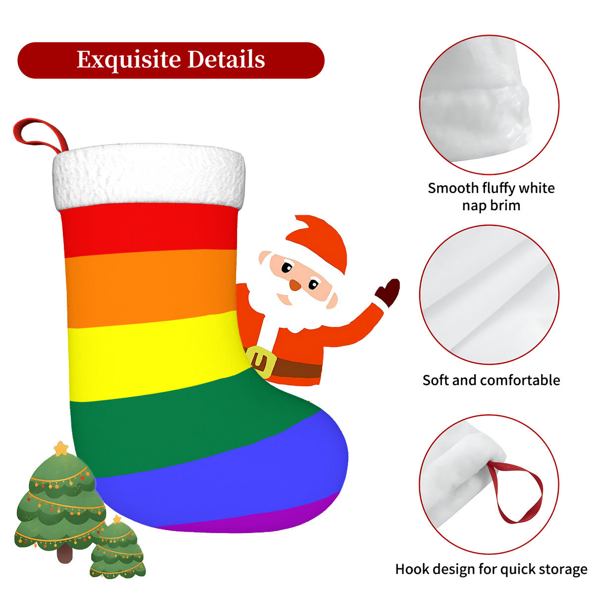 Rainbow Pride Flag Holiday Stocking 11" x 17.7"
