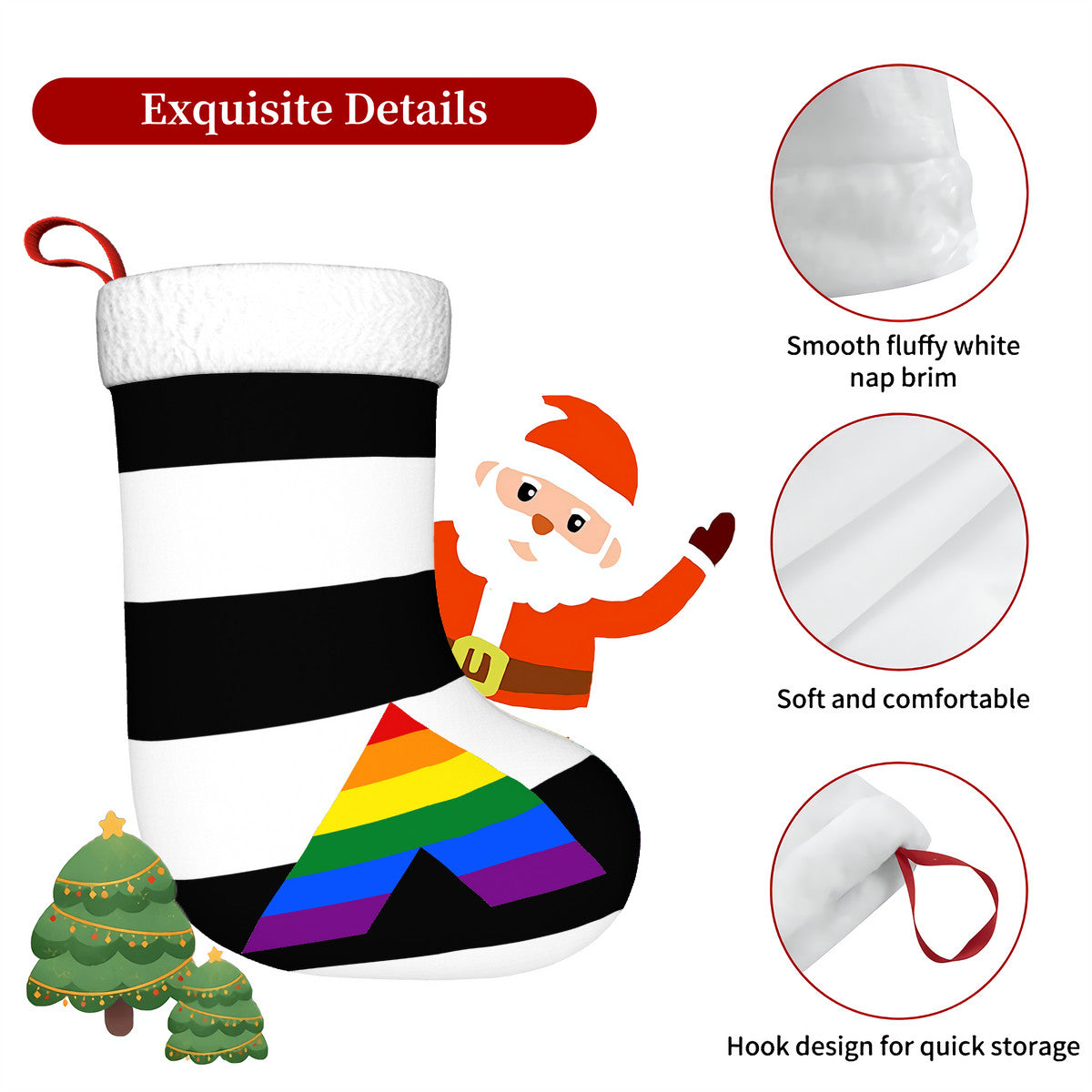 Straight Ally Pride Flag Holiday Stocking 11" x 17.7"
