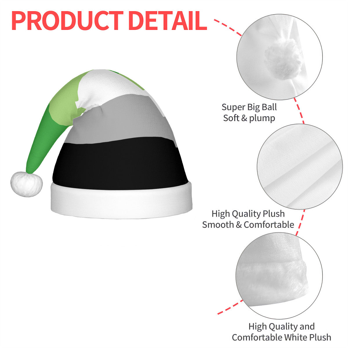 Aromantic Pride Flag Adult Glowing Plush Holiday Hat