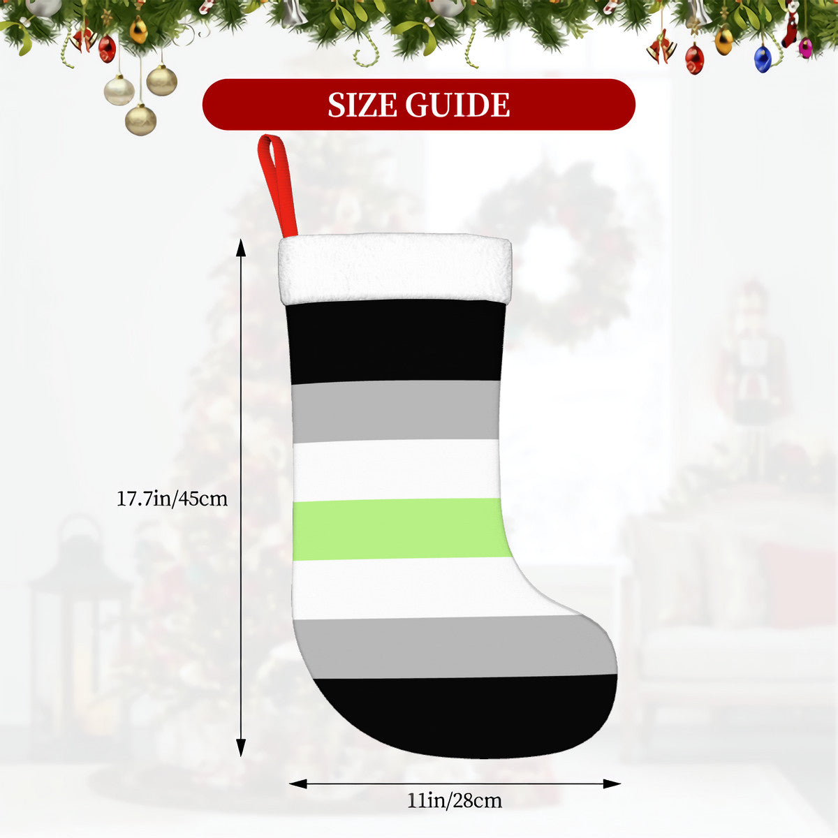 Agender Pride Flag Holiday Stocking 11" x 17.7"