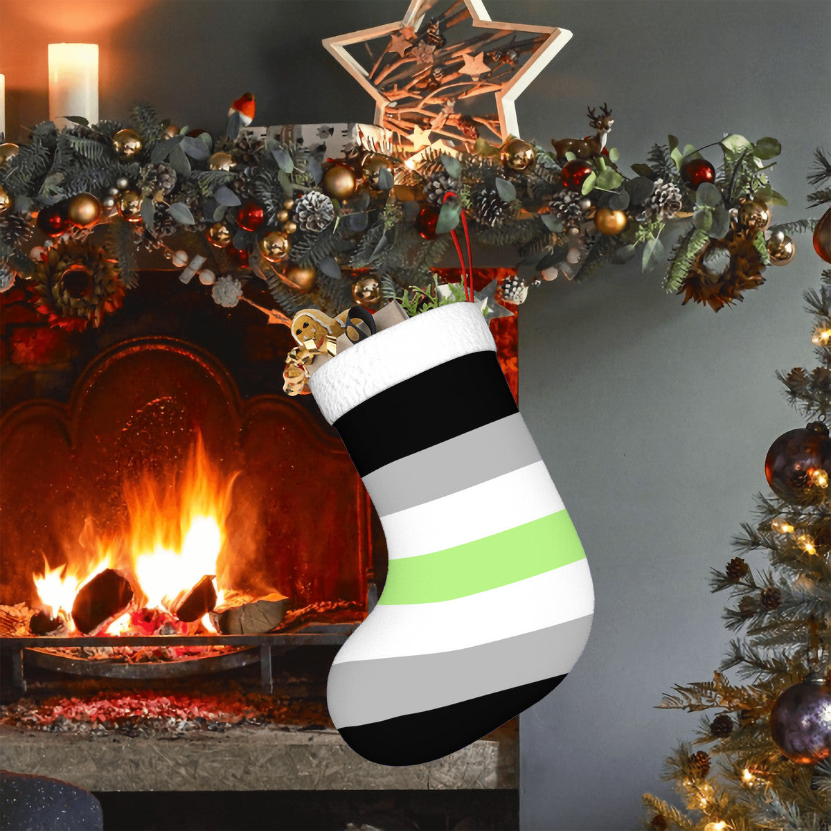 Agender Pride Flag Holiday Stocking 11" x 17.7"