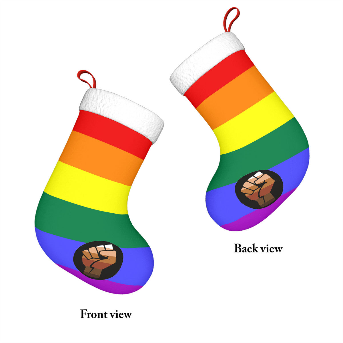 QPOC Pride Flag Holiday Stocking 11" x 17.7"